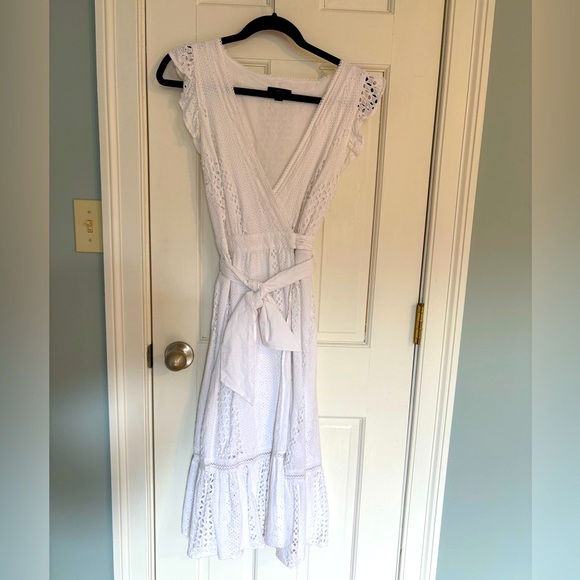 J.Crew midi wrap dress in allover eyelet, size 2 - Picture 2 of 5